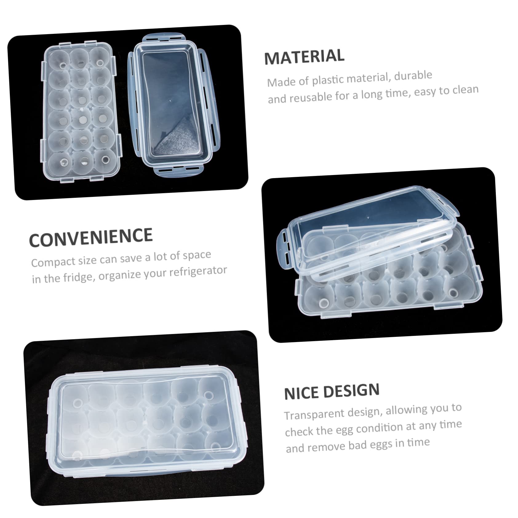 STOBAZA 3piezas Caja De Almacenamiento De Huevos Tapa Compartimentos Organizador Transparente Para Refrigerador Para Cocinas y Congeladores Diseño Resistente y Práctico Para Hogar
