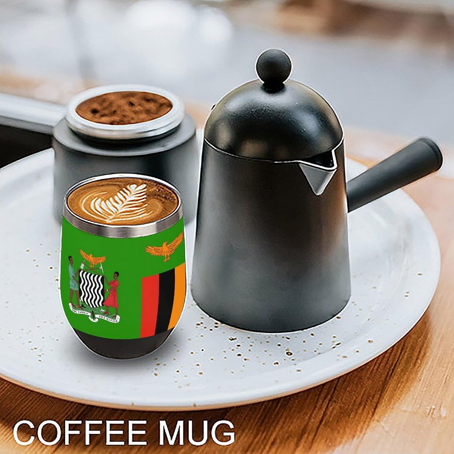 Zambia Flag Zambian Coat of Arms Coffee Travel Mug Cup Insulated Tumbler Stainless Steel with Flip Lid One Size