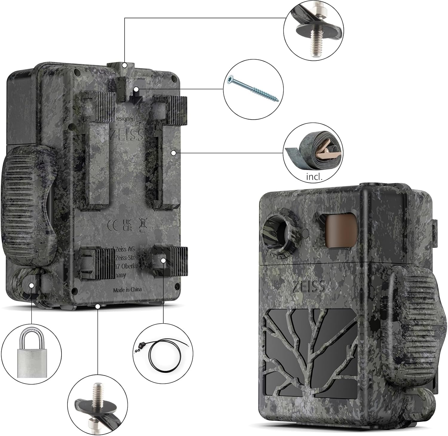 ZEISS Secacam 7 Caméra de Chasse Connectée 4G LTE, SIM, SD 32 Go, APP, 12MP, HD1080, Intelligence Artificielle, Vision Nocturne Couleurs, Détection IR25 m, Étanche IP66, Flash Invisible, Surveillance