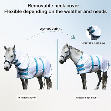 Shetland Pony Fly Rug with Neck, Mesh Fly Sheet White (3'6)