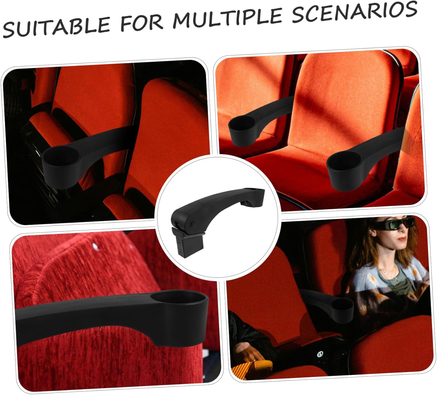 Replacement Armrest with Cup Holder for Theater Chair Plastic Chair Arm Rest Comfortable Design for Classroom and Home Use Easy Installation