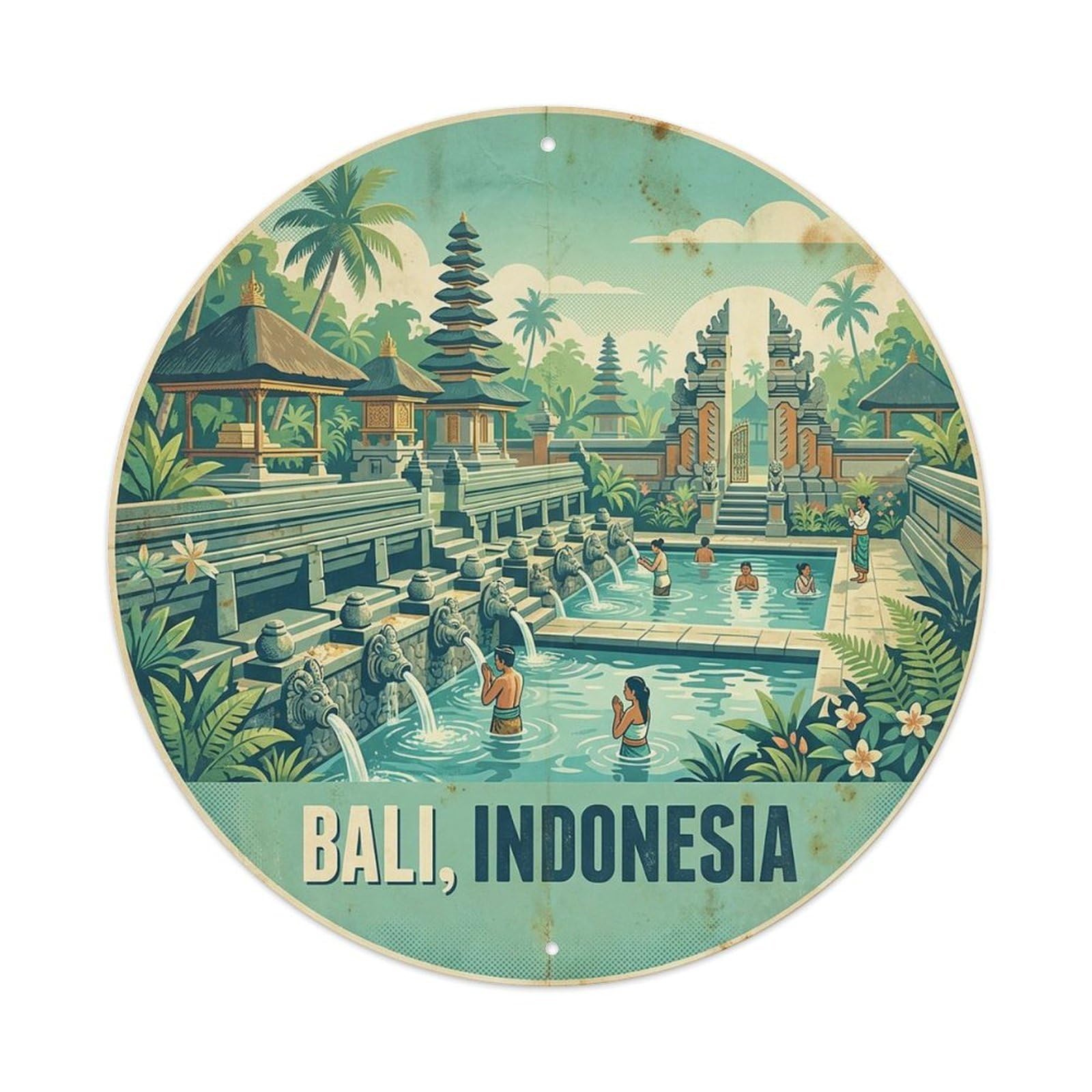 Tirta Empul Temple Coastal Town Travel Historic Shrine Metal Tin Sign