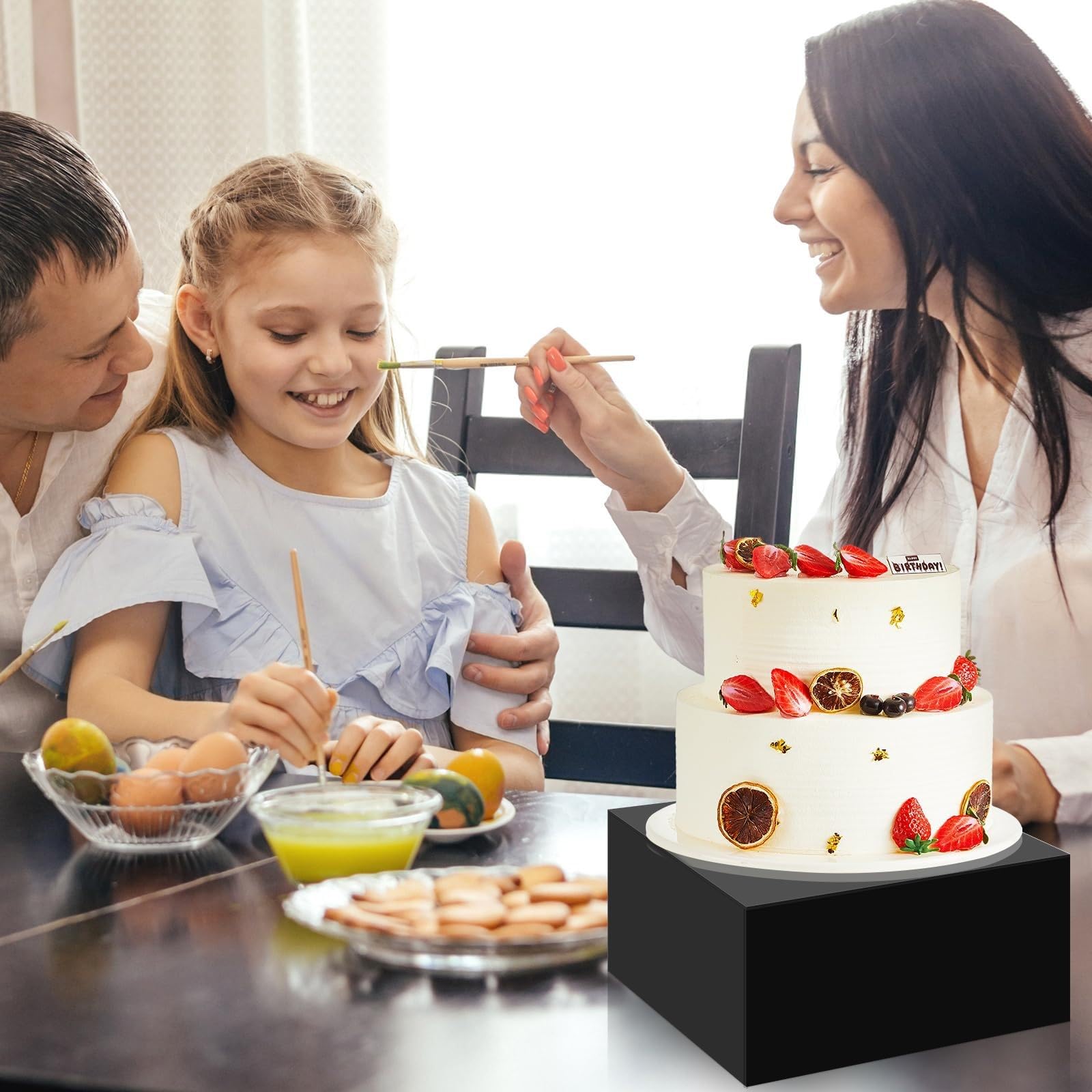 HEYOUTH Set de 7 elevadores grandes para buffet (15-30 cm) de acrílico – Cajas expositoras cuadradas con fondo hueco para mesas de postres, presentación de alimentos y suministros de catering (Black)