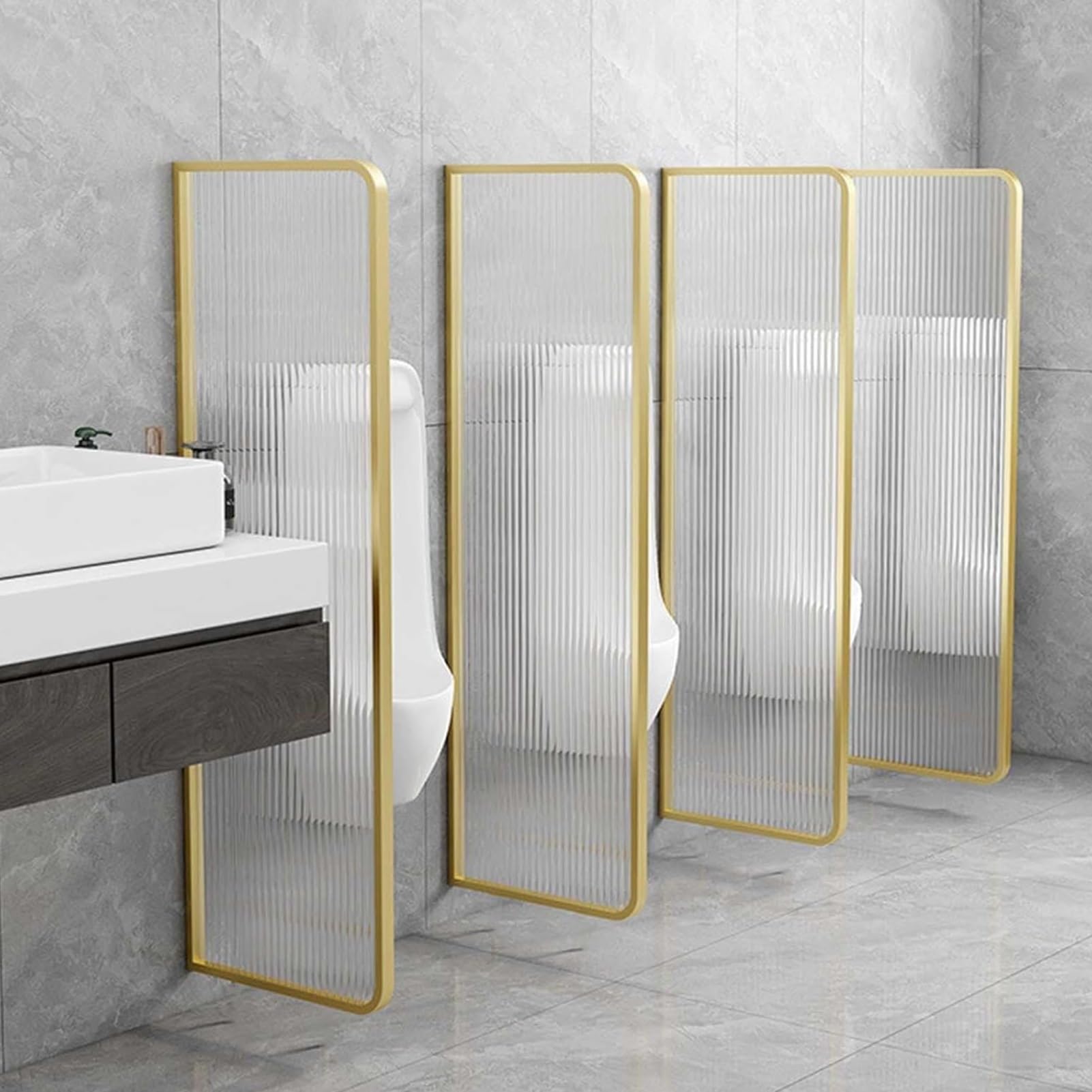 GTHTUHFD Wallmounted Translucent Urinal Partition Divider – Privacy Enhancer For Public Toilets Perfect For Schools Hotels And Hightraffic Restrooms,Gold-6 pcs