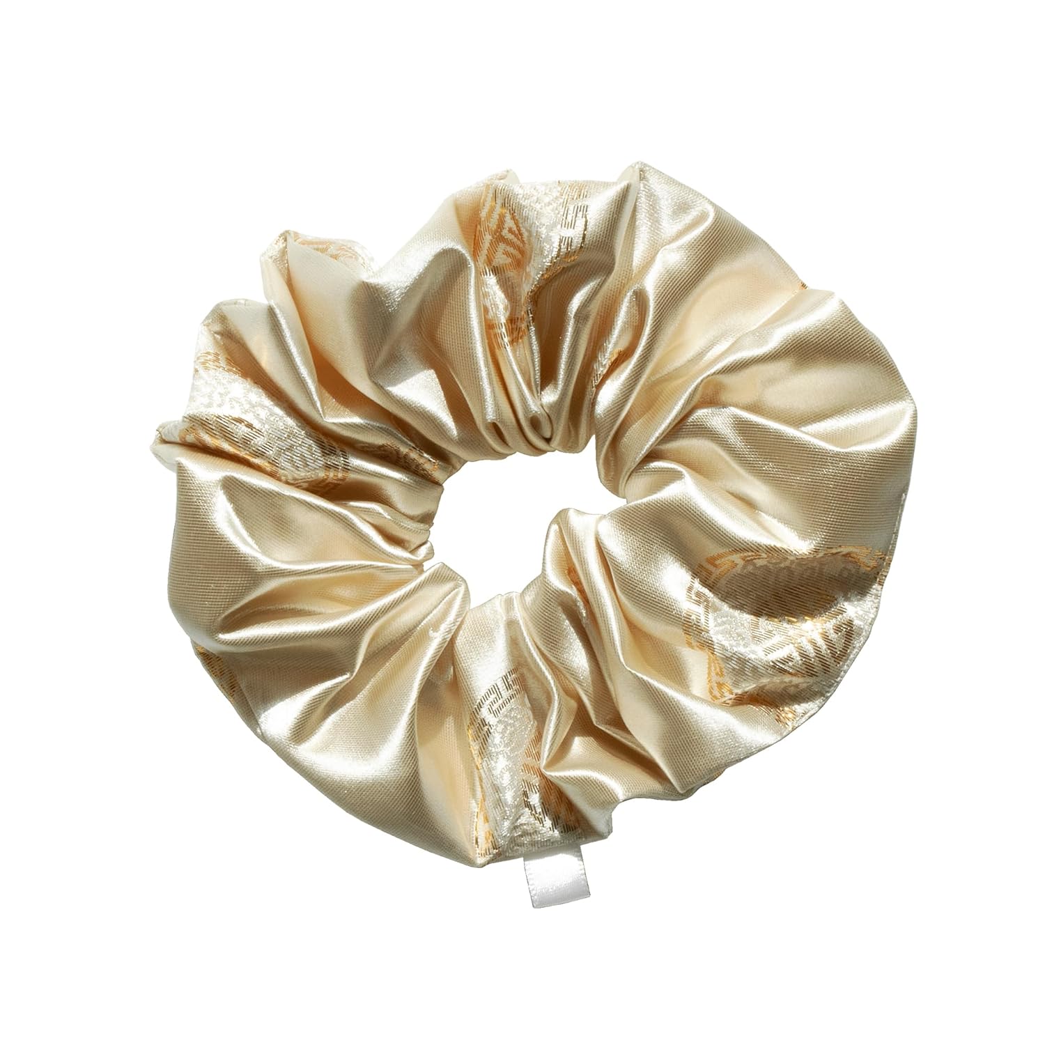 Generic Handmade Soft Korean Scrunchies for Women - Sabang Shin Hanbok Hair Accessory with Beige Ball Trinket Tassel