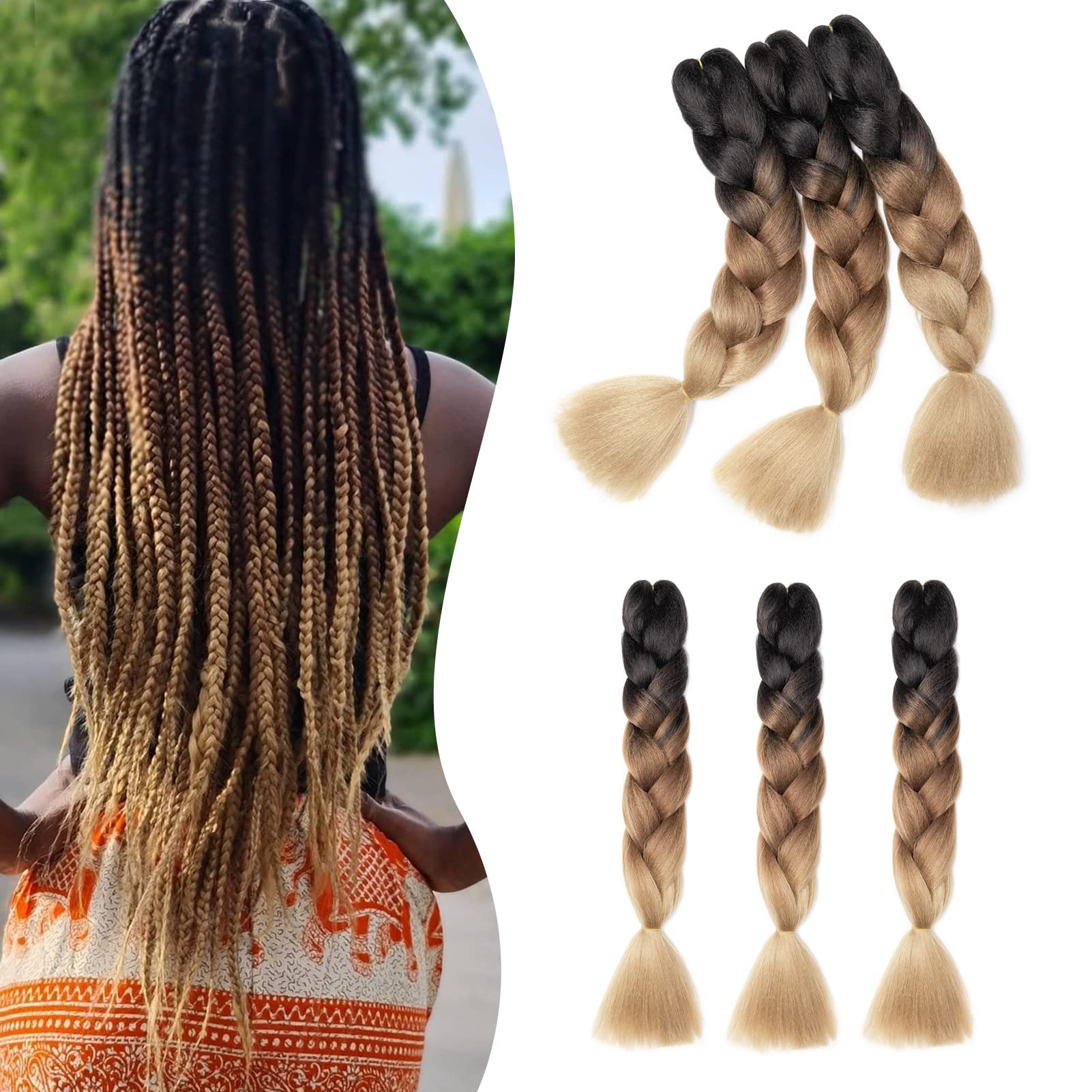 60cm Extensiones de Pelo Trenzas Africanas Castaño Oscuro Extensiones para Trenzas Africanas 1 pcs 100g Kanekalon Pelo para Trenzas Africanas Sintetico Extensiones de Trenzado Cabello Braiding — view 142