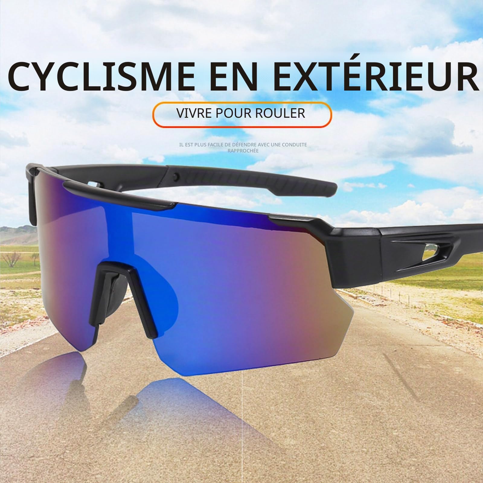 Lunette de Soleil Sport Polarisée, Lunettes de Cyclisme Homme Femme Cyclisme Lunette Protection UV400 Lunette de Soleil pour Course à Pied Cyclisme Pêche Conduite Golf Ski