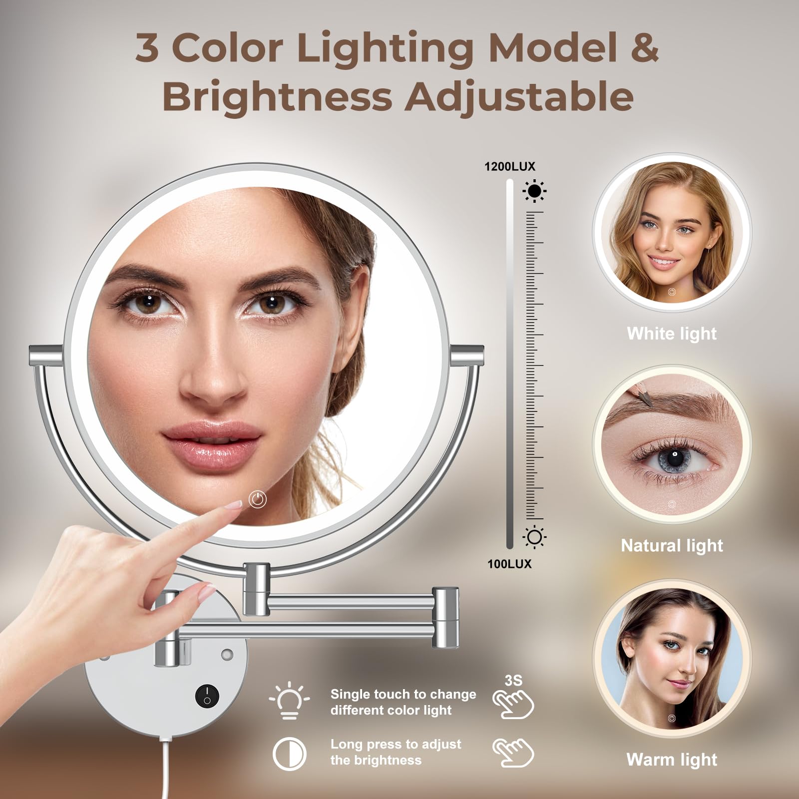 Wall Mounted Lighted Makeup Amazon.com Rocollos 9" Plug In Wall