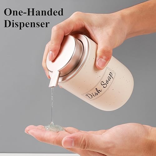 Miniatura 64 de BosilunLife Juego de Dispensadores de Jabón Espumoso - Dispensador de Jabón de Manos de Cerámica Albaricoque de Espuma de 12 onzas con Bomba a Bomba