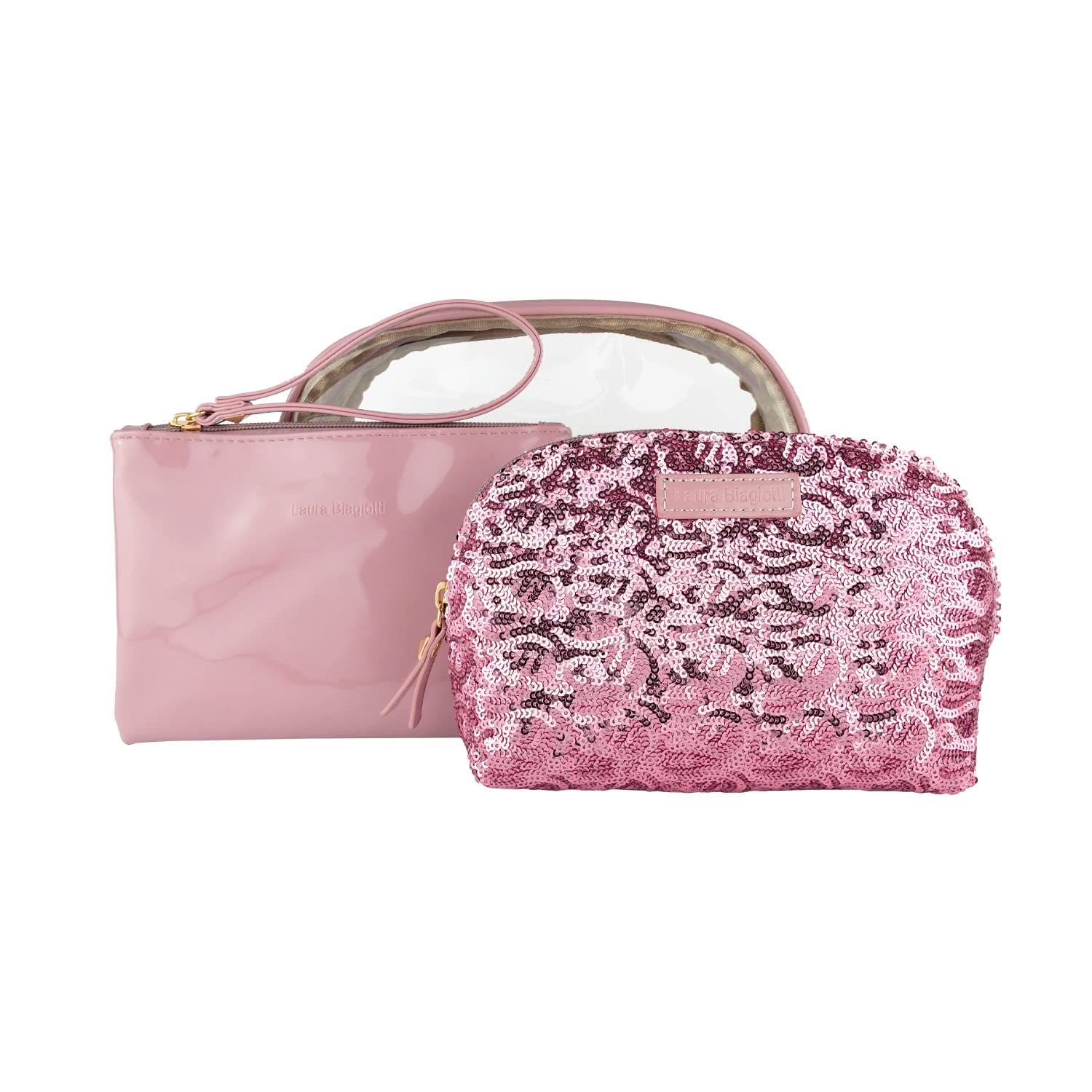 Laura Biagiotti Women's Clutch Bag, Set 3 Piece Waterproof Travel Beauty Case, Make Up Bag and Cosmetic with Box