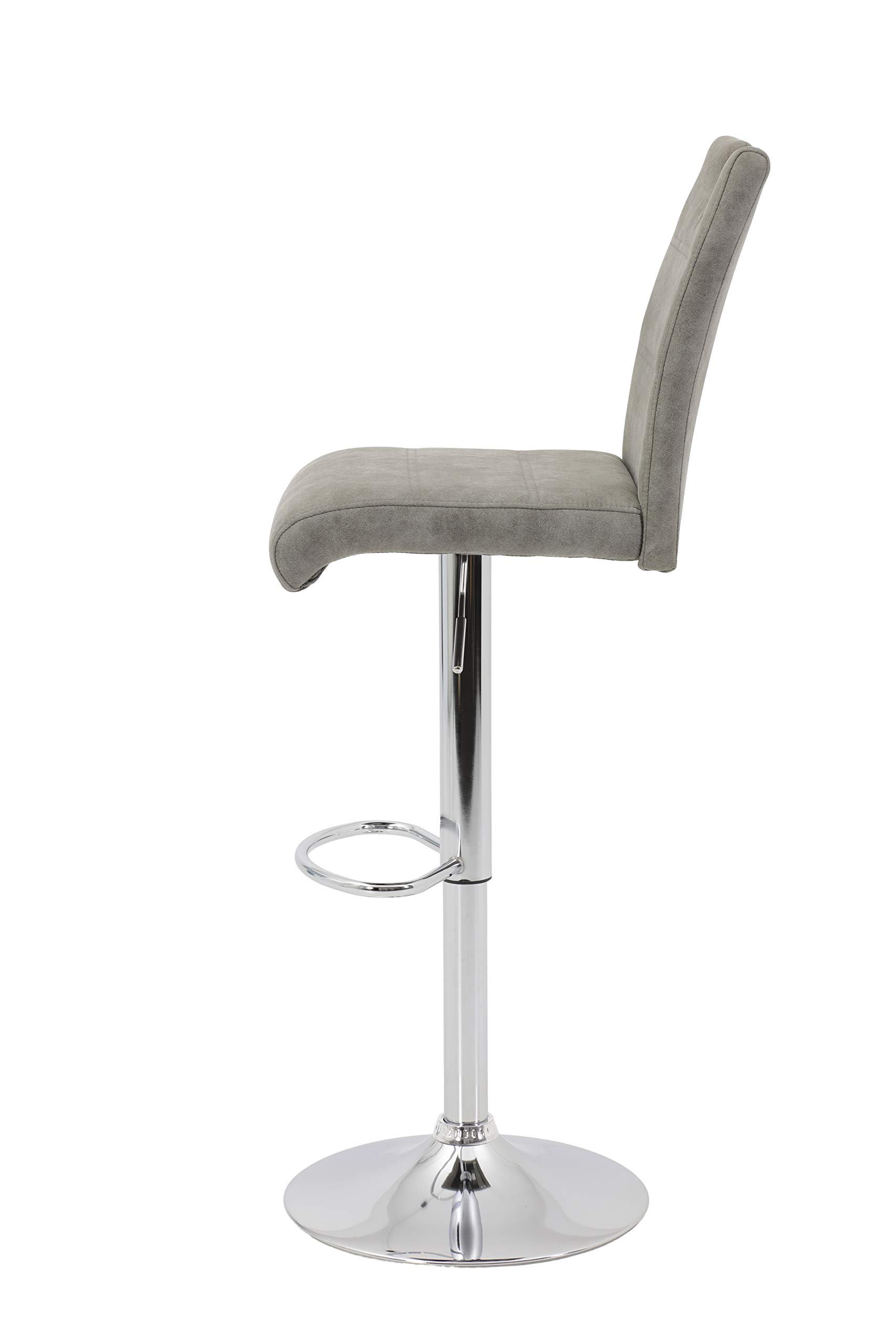 Hela Tische, Miranda - Set di 2 sgabelli da bar/bistrot, in microfibra di colore grigio, base a tromba girevole a 360° con funzione di sollevamento, seduta regolabile in altezza da 60 a 82 cm