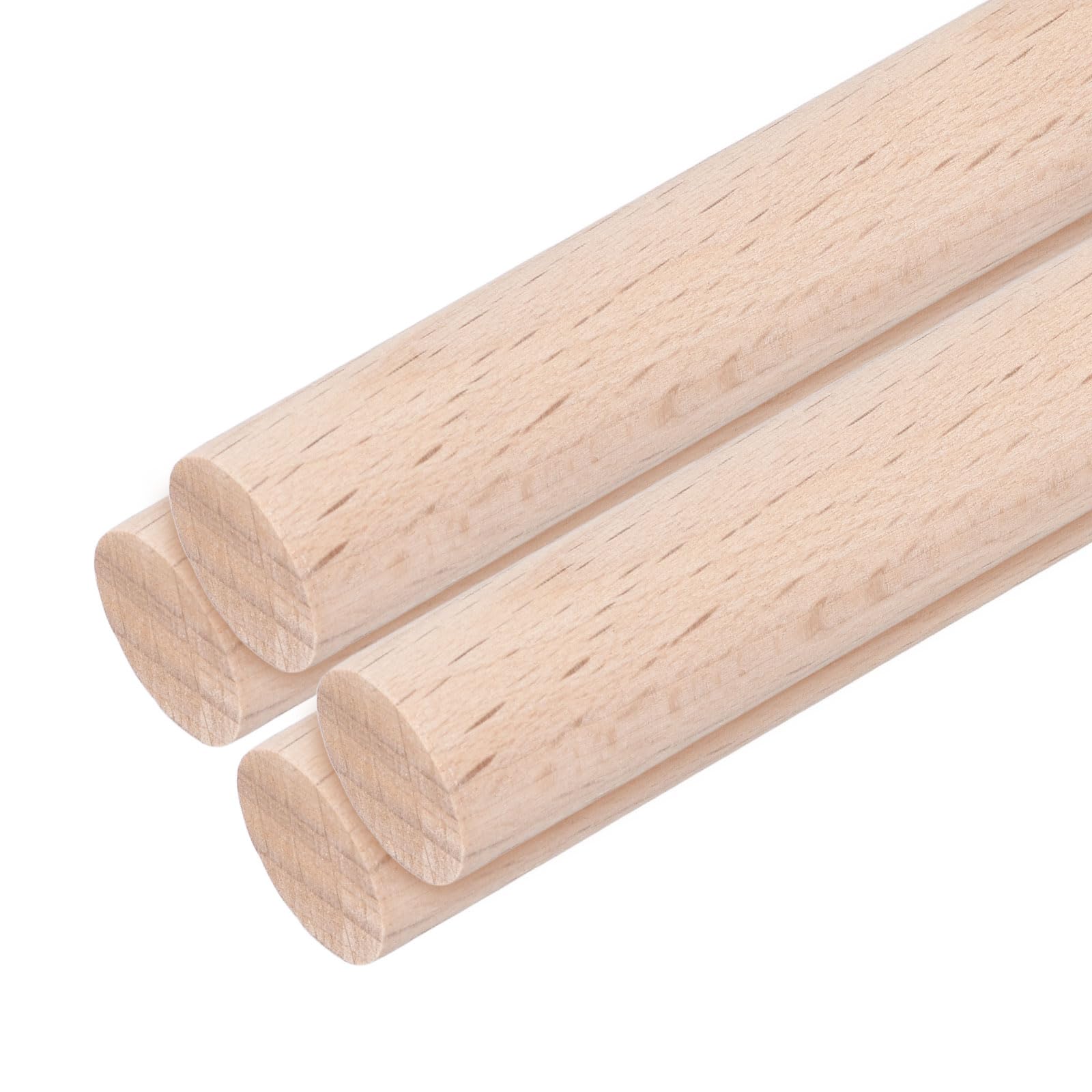 sourcing map Wooden Dowel Rods,18mmx200mm Round Wooden Rod Unfinished Solid Wood Sticks Crafts Wand for Arts Decoration, Craft and DIY Projects Wand,Pack of 4