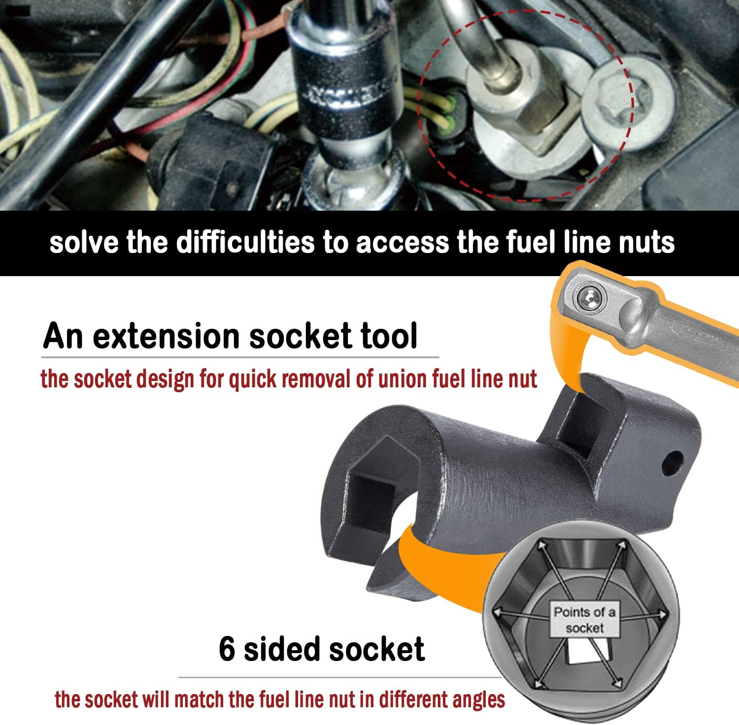 19mm High Pressure Fuel Line Socket Tool for Detroit Diesel DD13 DD15 DD16 Engine Replace Part W47058090900