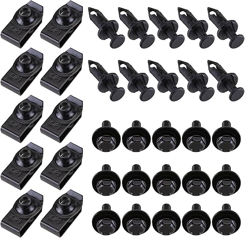 Miniatura 3 de 35 piezas de pernos de cuerpo de parachoques de protección contra salpicaduras de motor, cierre de clip de tuerca en U, compatible con Infiniti G35