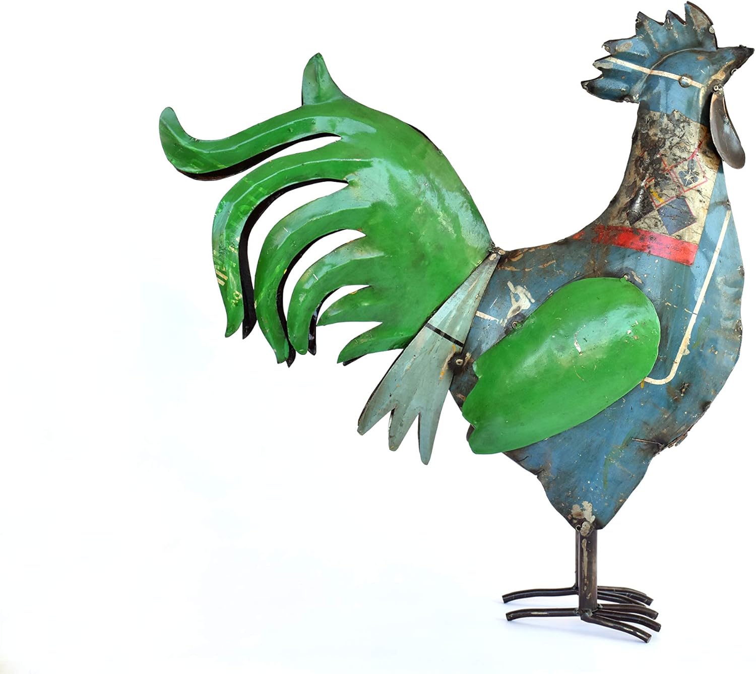 DeKulture Handcrafted Recycled Iron Rooster Decorative Collectible Figurine Showpiece Beautify Home Office Easter Décor| Ideal for Garden Balcony Terrace Decoration, 16x5x17 (LWH) Inches