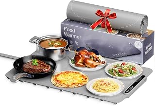 COWSAR Food Warming Mat-Max Temp 212℉,Fast Heating Silicone Electric Warming Tray,with Timer and 3-Level Adjustable,with Child Lock,Portable Silicone Food Warmer for Buffet Party