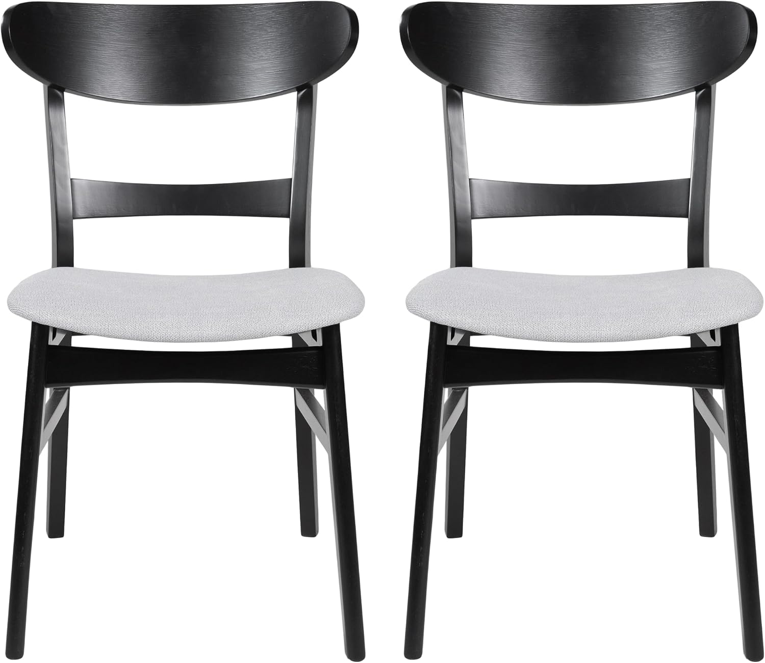 Christopher Knight Home Idalia Upholstered Dining Chairs- Light Gray/Matte Black (Set of 2)