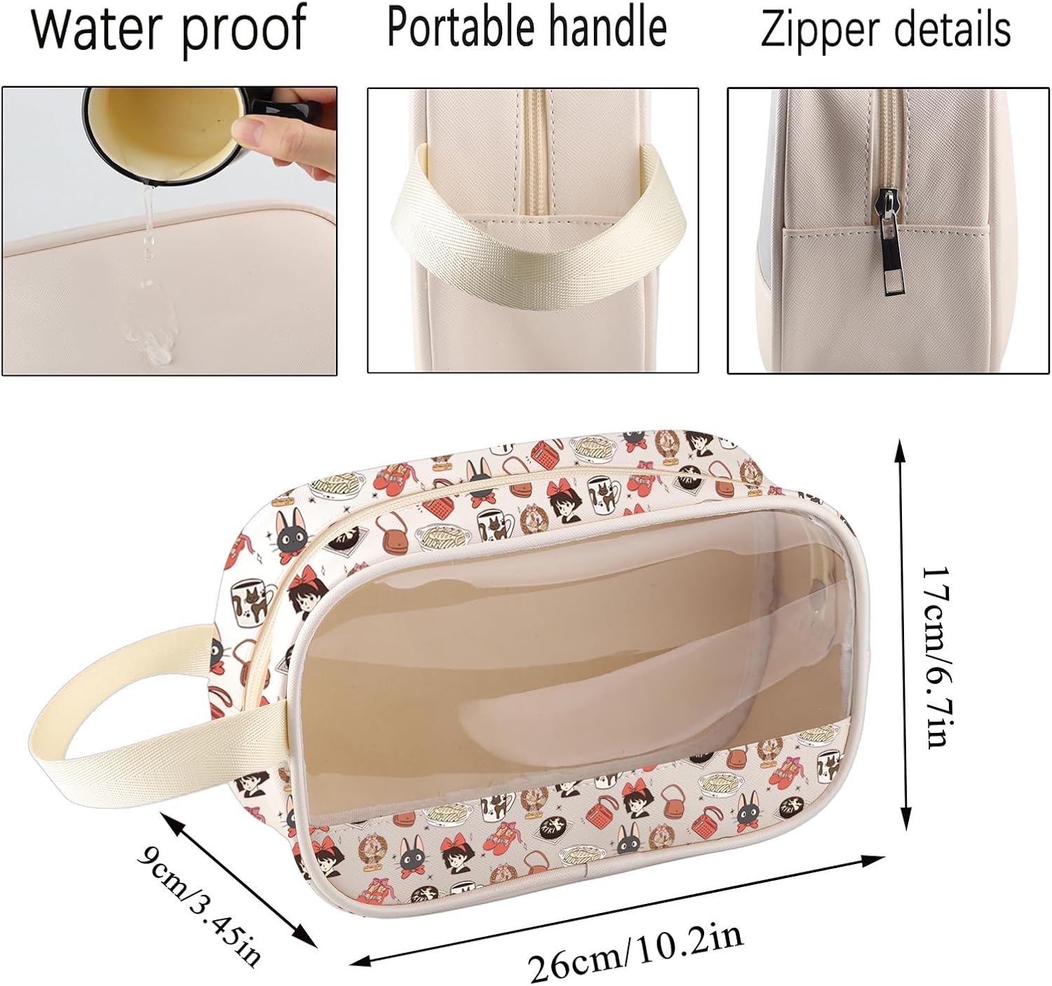 CMNIM Kiki Delivery Inspired Gifts Anime Fan Gifts for Baking Lover Black Cat Jiji Cosmetic Pouch Bakery Clear Makeup Bag (251118 K Anime Bag) - Image 2