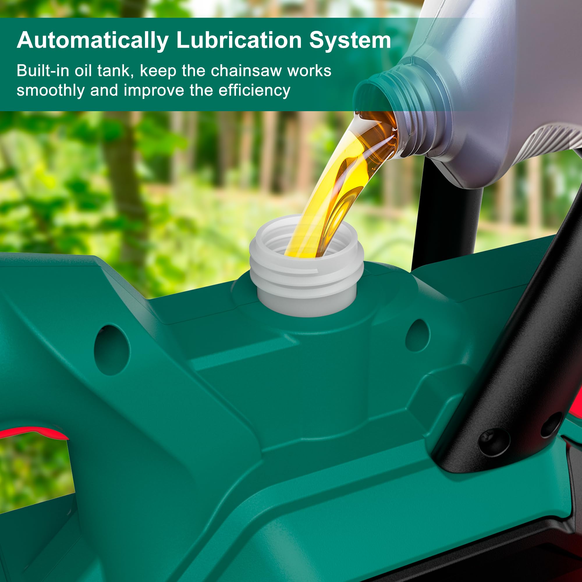 HYCHIKA - Motosierra eléctrica con cadena 3/8 de 10 pulgadas, motosierras inalámbricas de 18 V con batería de 4000 mAh y cargador, sierras eléctricas para cortar madera y árboles, sierra de árbol de