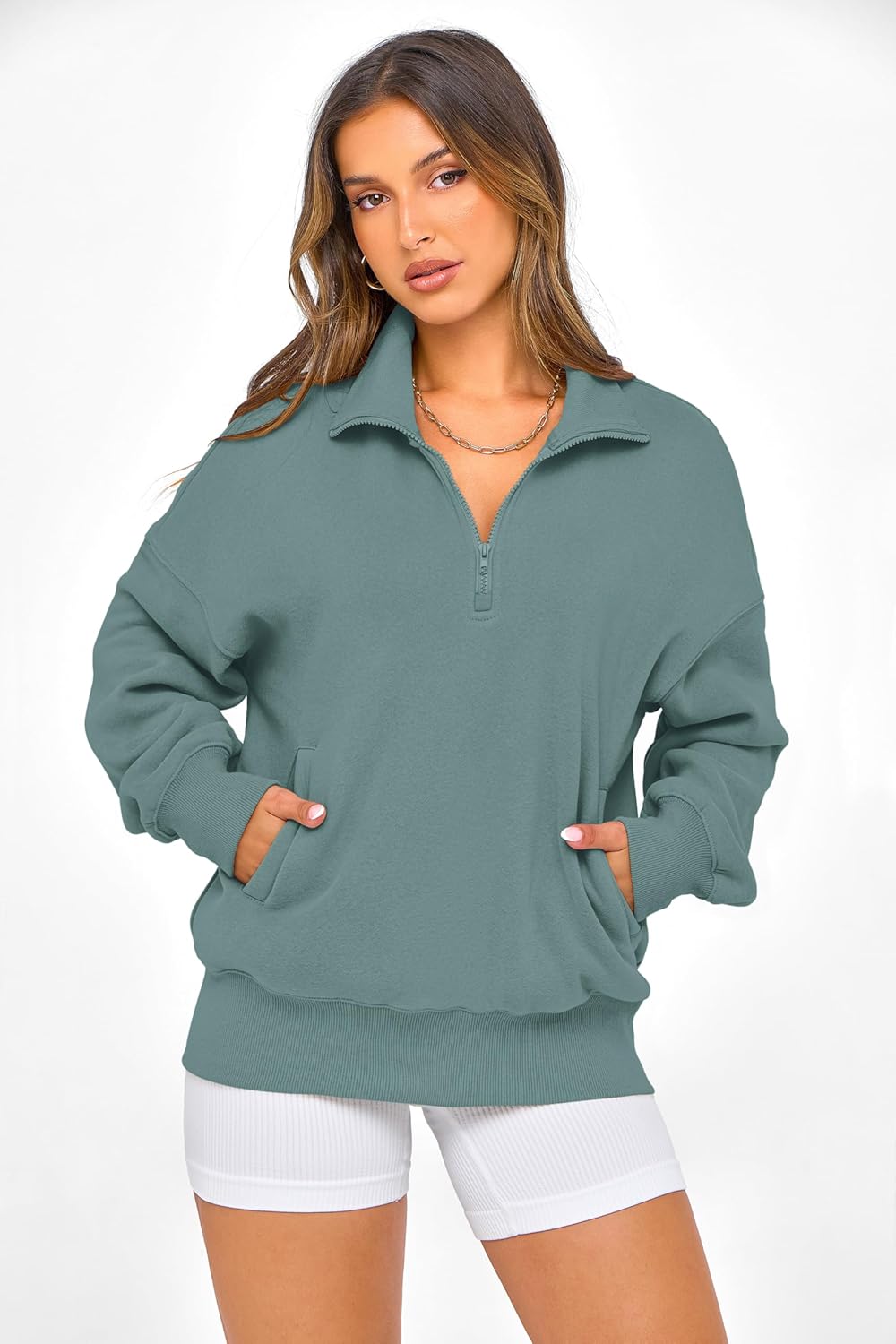 PRETTYGARDEN Womens Half Zip Oversized Sweatshirts Fleece Hoodies 2026 Trendy Long Sleeve Pullover Tops Y2k Spring Outfits