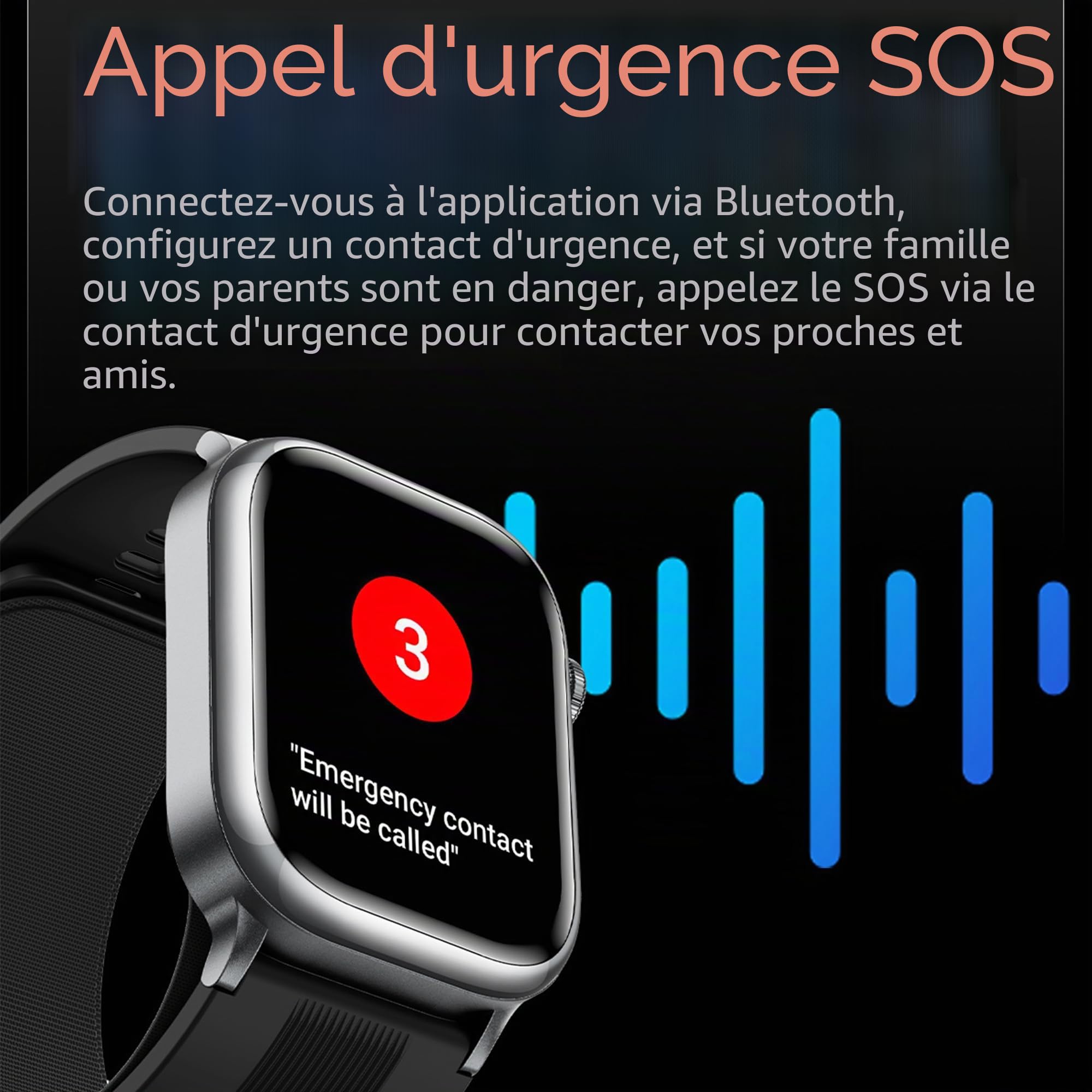 Montre Intelligente pour Homme et Femme, écran Retina AMOLED de 5,2 cm,Batterie 530 mAh, informations ECG,NFC,Bluetooth 5.3,données de Jugement assistées intelligentes AI (Noir)