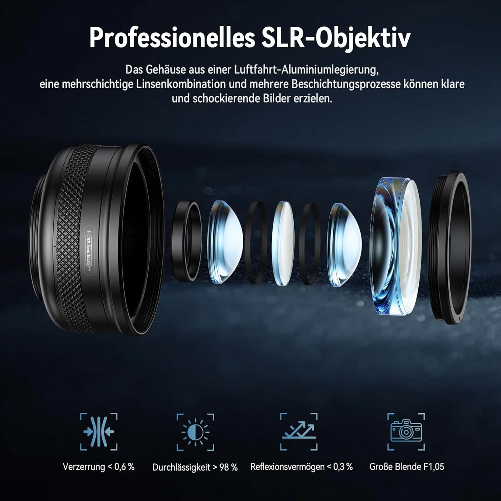 10X-20X Makroobjektiv,mit universellem Handy-Clip, Smartphone-Macro Lens, HD Zoom Handy Objektiv Geeignet für die meisten Smartphones (Schwarz-Z)