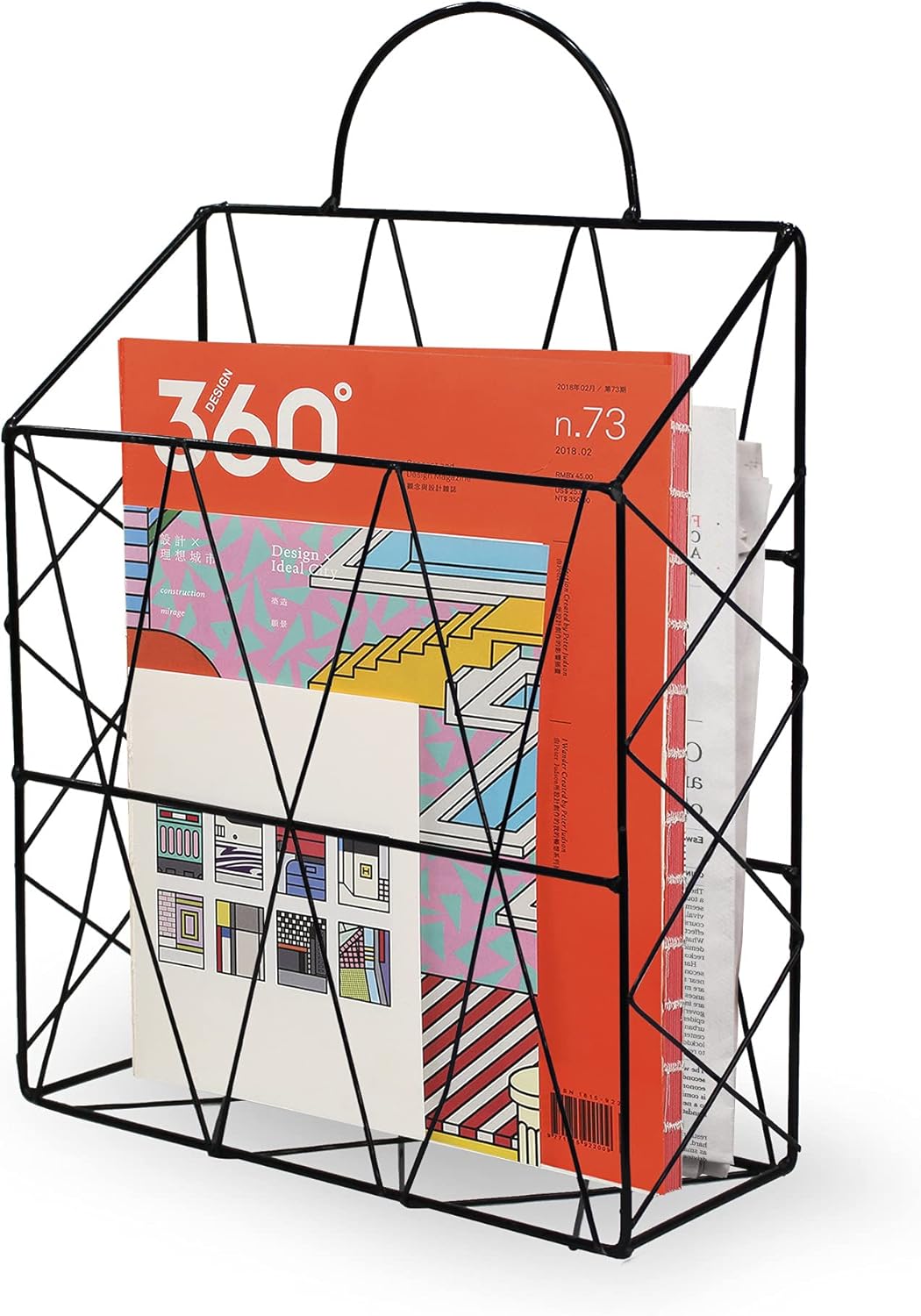 SHERY Metal Magazine Holder Wall Mount Black Storage Rack