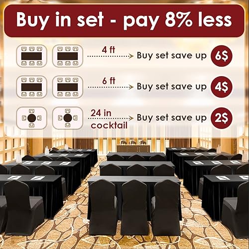 Miniatura 4 de Your Magic Moment Juego de 2 faldas de mesa de elastano, color blanco, para mesas rectangulares de 6 pies, 2 fundas de mesa ajustables para mesas de