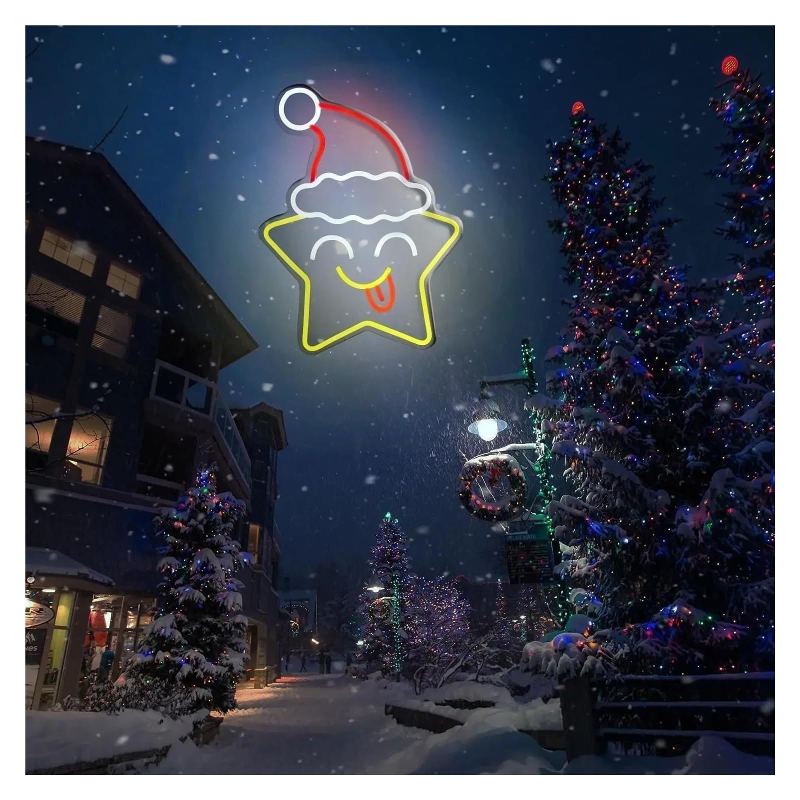 luoliang Illuminazione al neon Per stella con cappello per insegna al per neon per luci LED divertenti sorriso alimentate tramite per 29,7cm × 39cm