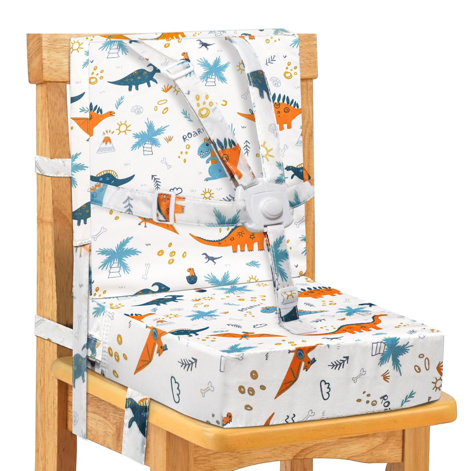 Rialzo da Sedia per Bambini, Cuscino Rialzo Sedia per Bambini Fibbia a 5 Punti Sicurezza più Forte 2 Pezzi (Bianco)