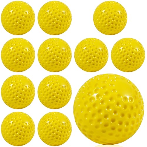 JIA HONG Softballs 12 Pack Yellow Dimpled Softballs, 12-Inch Pitching