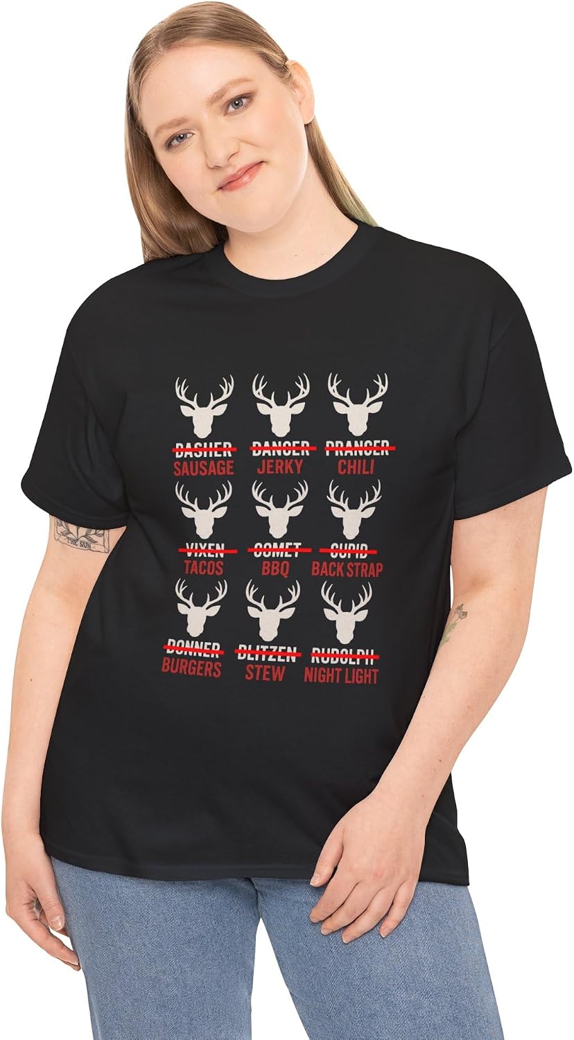Funny Christmas Reindeer Meat Menu for Deer Hunters Dad Sarcastic Holiday Hunter Humor Graphic Apparel Black