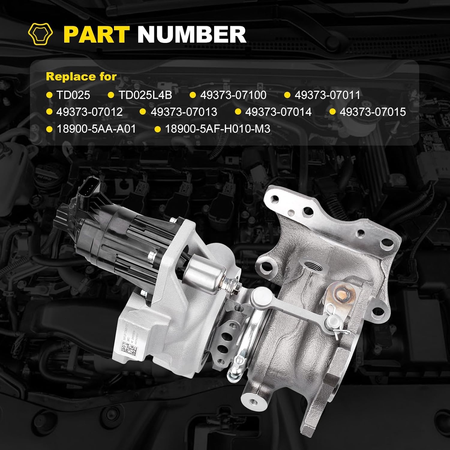 TD025L4B Complete Turbo Turbocharger Kit with Actuator & Gasket Compatible with Honda Civic 2016-2021 L4 1.5L, Turbo Charger Repalce# 49373-07012, 49373-07013