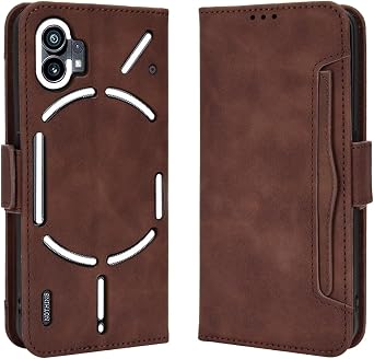 Cover Compatible with Nothing Phone 1,Compatible with Nothing Phone 1 [Dual Card Slot][Flip Stand][Phone Case][Magnetic Clasp] Wallet Brown