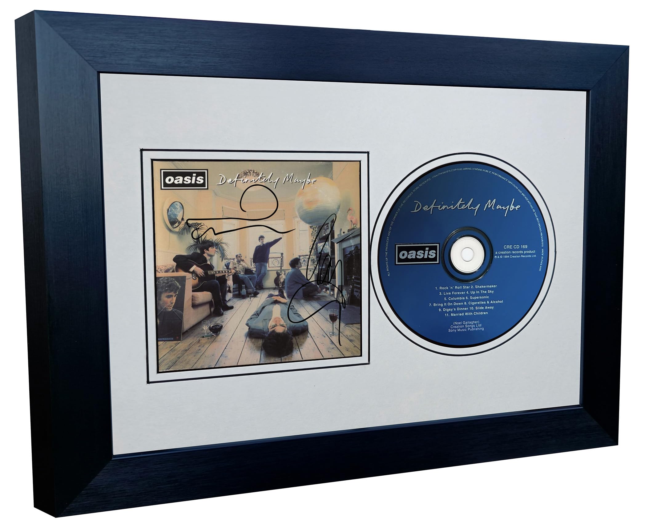 Kitbags & Lockers Black A4 Oasis Definitely Maybe (Whats The Story) Morning Glory Album Cover Display Liam Noel Gallagher Indie Music Autographed Signed Photograph Picture Frame (Definitely Maybe Cream Mount)