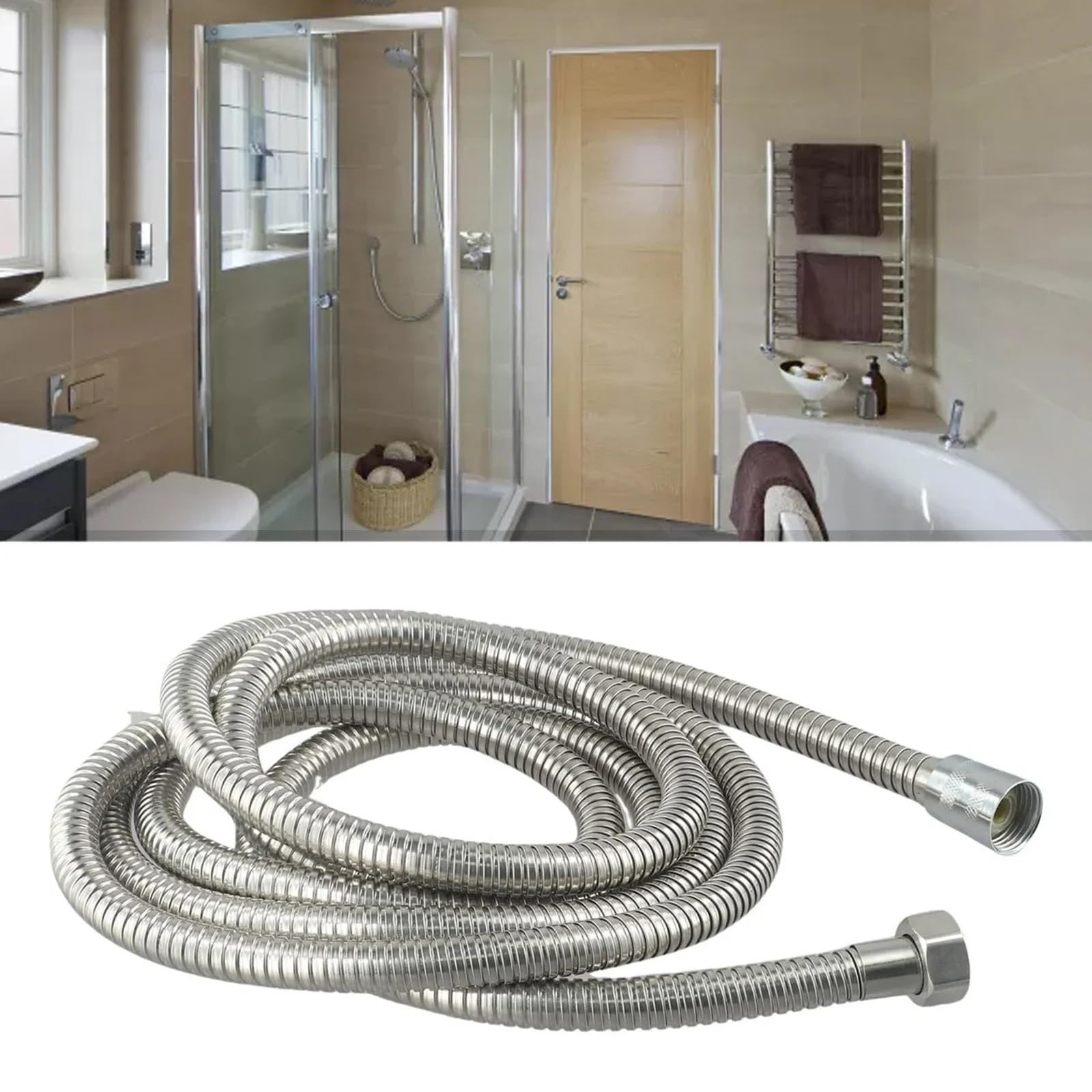 Flessibile for doccia flessibile in acciaio inossidabile con lunghezza 3/4/5 metri for tubo idraulico di prolunga for uso domestico per Bagno(5M)