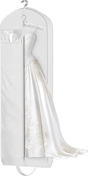 KEETDY Wedding Dress Garment Bag for Travel with 4" Gusseted Long Hanging Dress Bags for Gowns for Women Garment Cover Clothes Storage for Closet white, 72 inch
