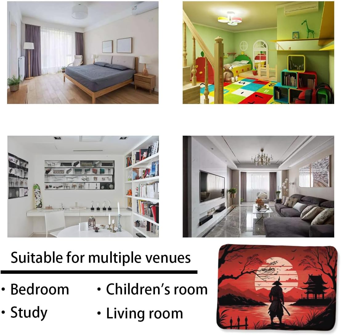 Japanese Samurai Rug Home Decor Anime Style mat for Living Room Bedroom, Japanese Samurai Carpet, Washable Non Slip Soft Low Pile Indoor Area Rugs Room Decor 3.3'x4.9'