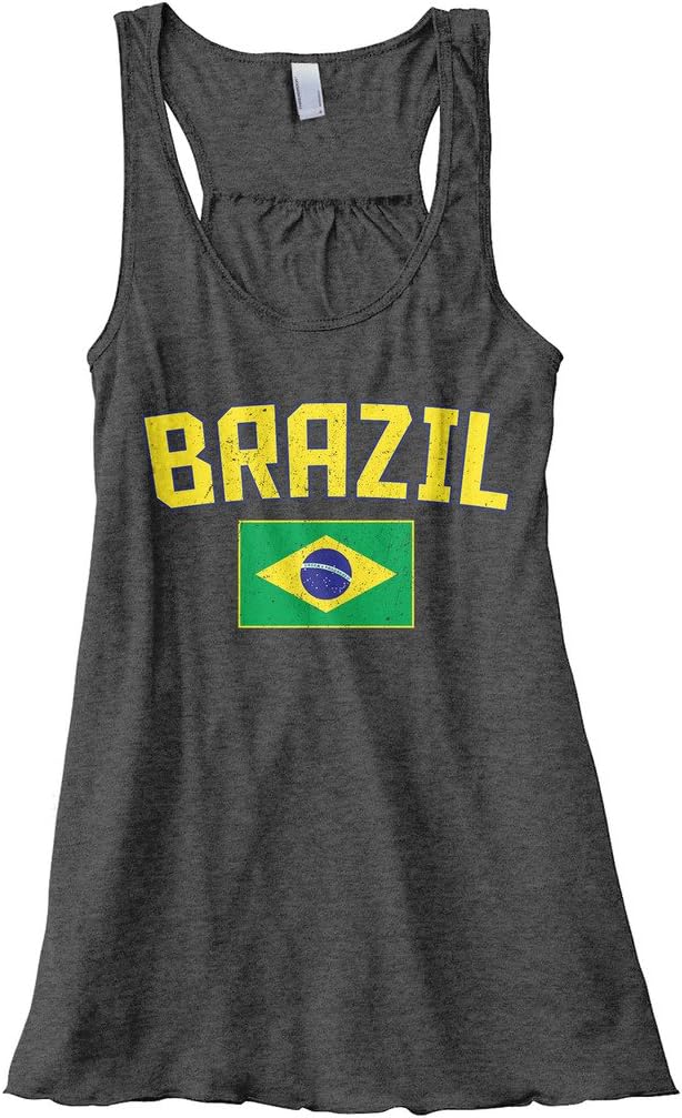 Threadrock Women's Brazil Flag Flowy Racerback Tank Top