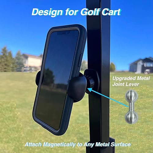 Miniatura 2 de Soporte magnético para teléfono para carrito de golf junta de metal mejorada, soporte magnético para teléfono para carrito de golf teléfonos grandes