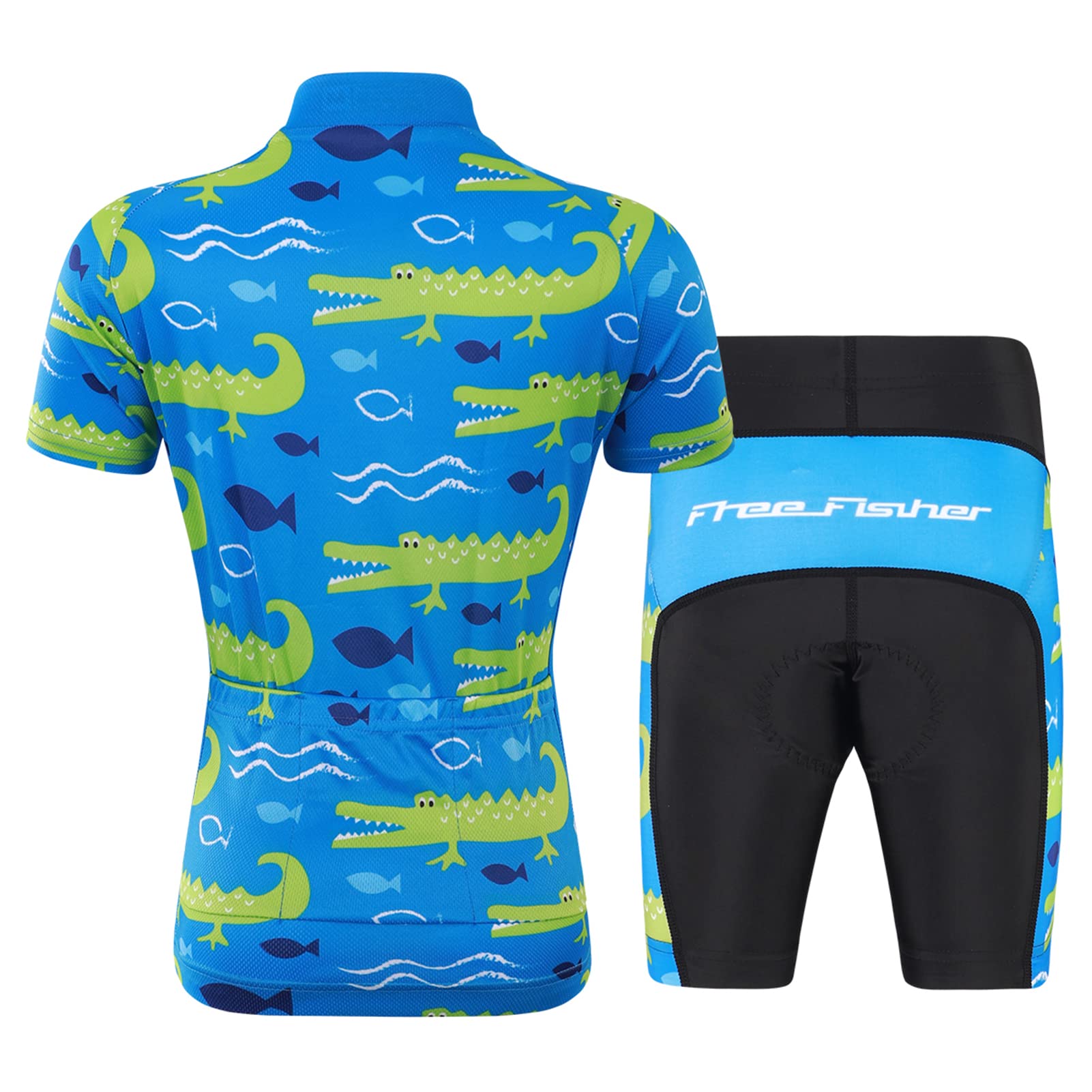 Ensemble Maillot de Cyclisme Enfant Garçon avec Poche Elastique Fille Maillots de Cyclisme Court + Short Rembourré Respirant Combinaison