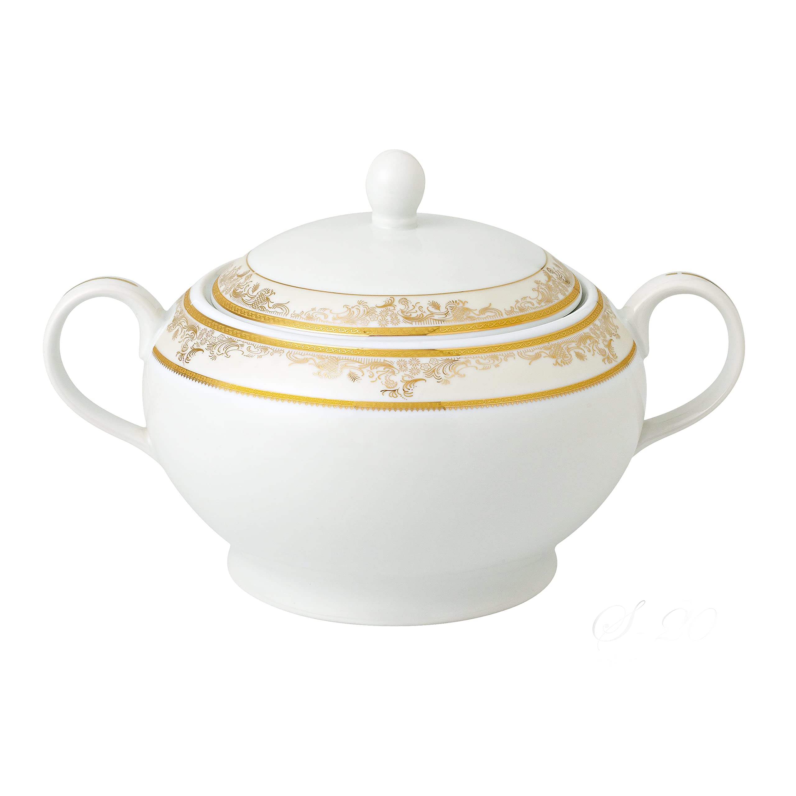 Lorren Home Trends La Luna Collection New Bone China Souptureen and Lid, Chloe Design