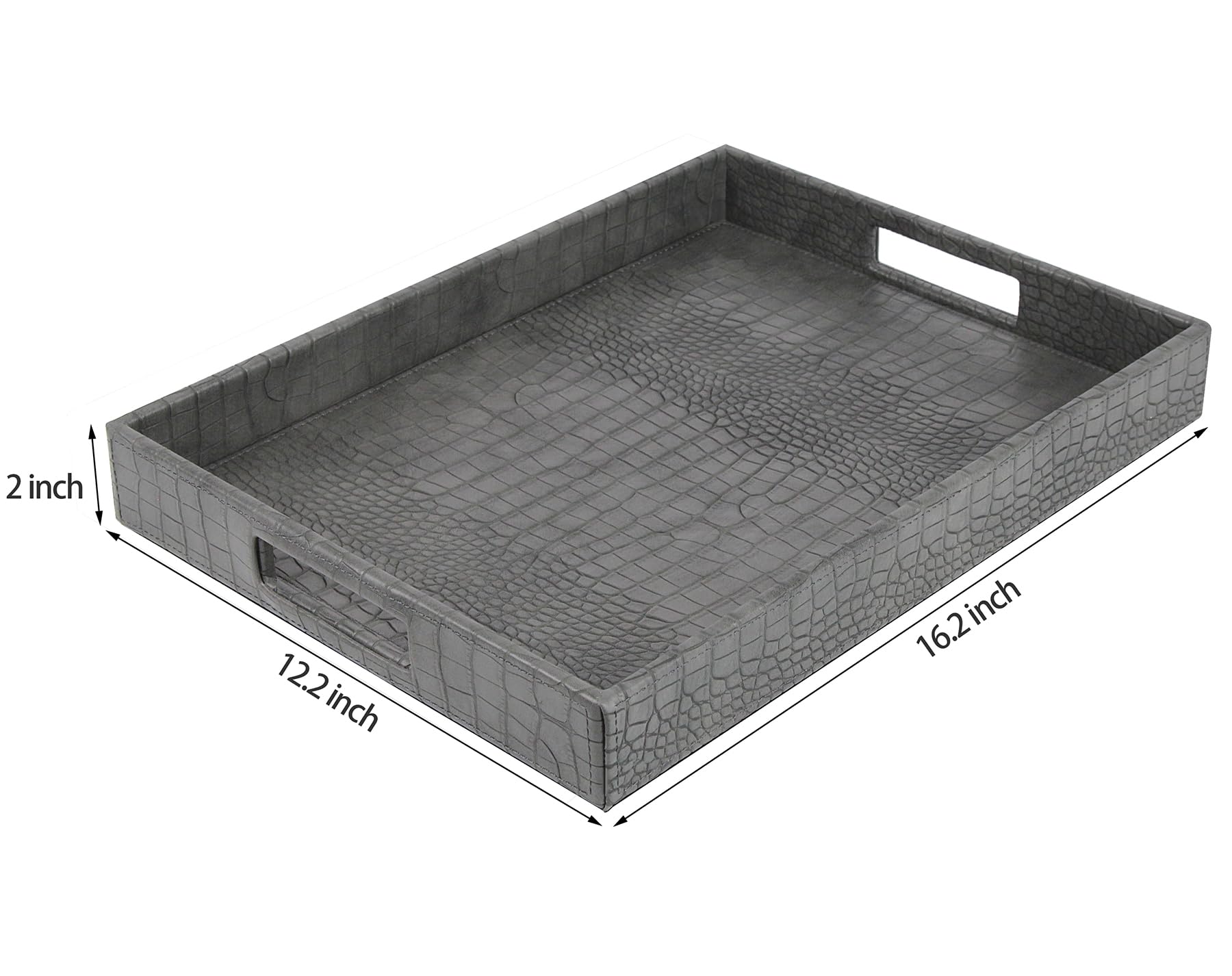 HofferRuffer Bandeja Rectangular para Servir con Asas de Agujero para Mesa de café, Desayuno, té, Alimentos, mayordomo, encimera, Cocina, Bandeja de Servicio de tocador, 16.2 x 12.2 x 2 Pulgadas