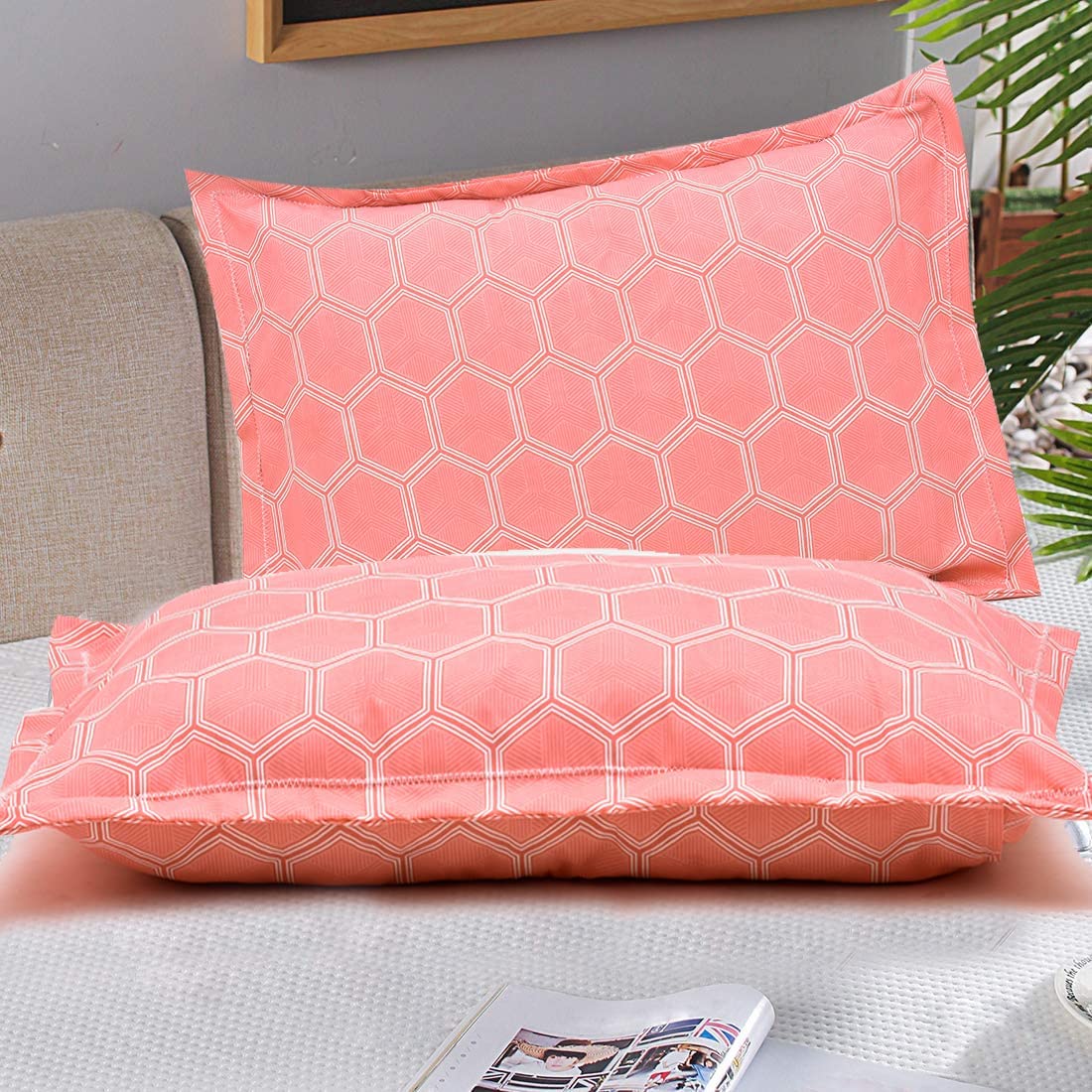 Amazon Brand – Umi Super Soft Brushed Microfiber Cotton Printed Pillow Covers Set of 8 - 17