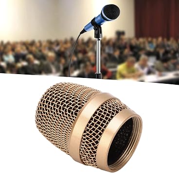 Microphone Grille Head, Grille Mic Replacement Head Steel Mesh Microphone Grille Head for 780 790 for M3 M5 Gold