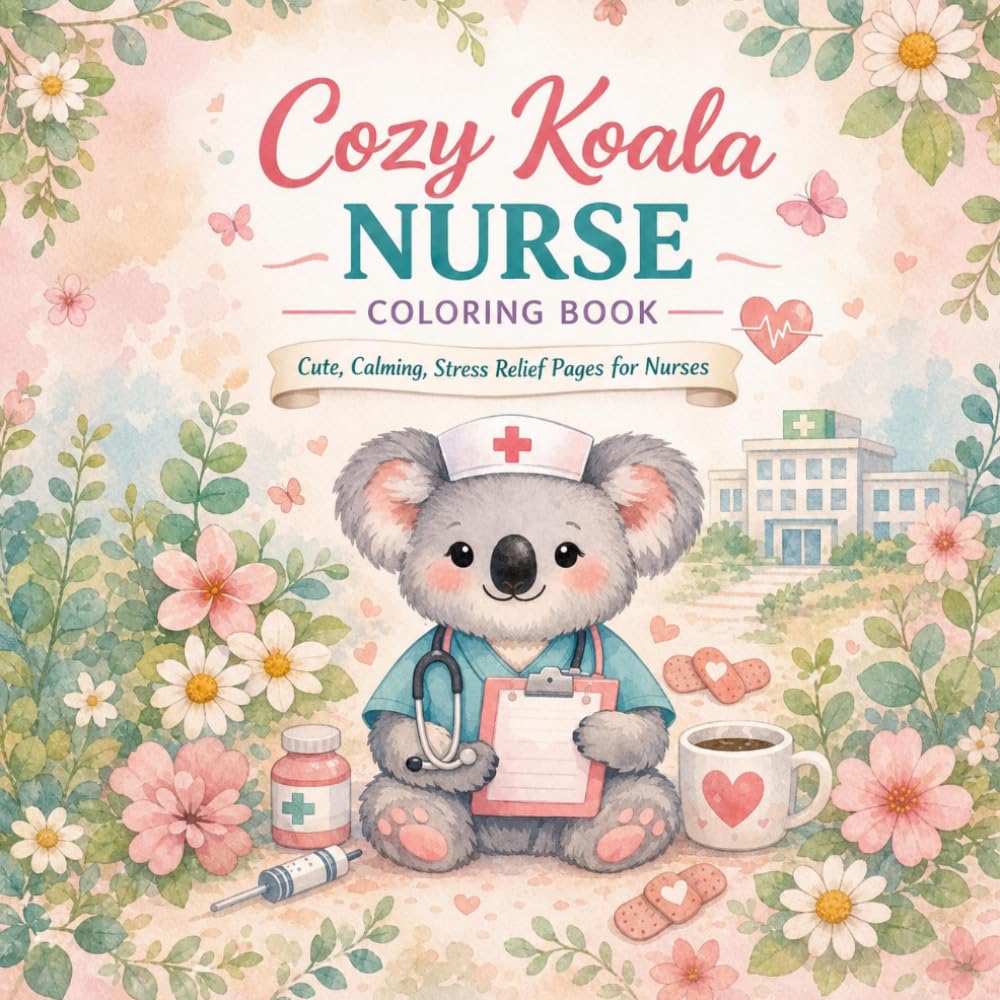 Cozy Koala Nurse Coloring Book: Self Care, Cute, Calming, Stress Relief Pages for Healthcare Heroes