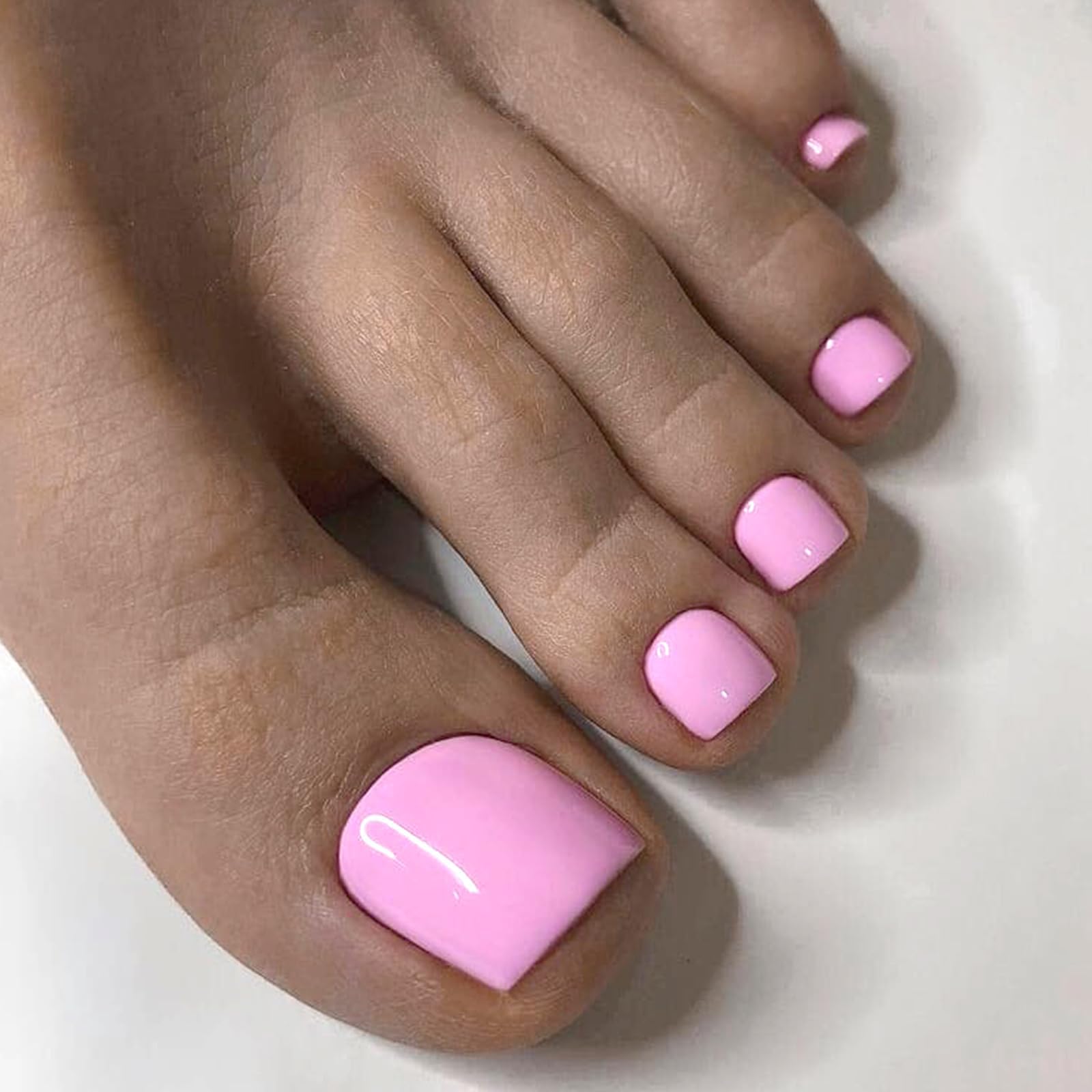 GlamRays 168 sztuk sztucznych paznokci dla kobiet z żelowymi naklejkami, krótkie i kwadratowe do pedicure (różowe czereśnie)