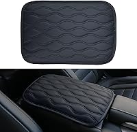 Amiss Universal Waterproof Leather Armrest Cover - Center Console Pad Protector for Cars SUVs Trucks (Black)