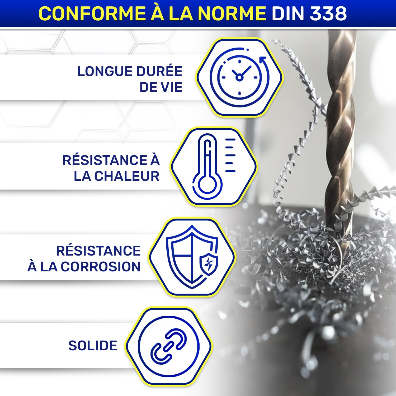 HSS Foret Metal Long Ø 12mm 295mm Fabriqué en Acier Allié Trempé M2 - Meche Metal Utilisé pour Fer l’Acier Métaux Non Ferreux - MONTERAL