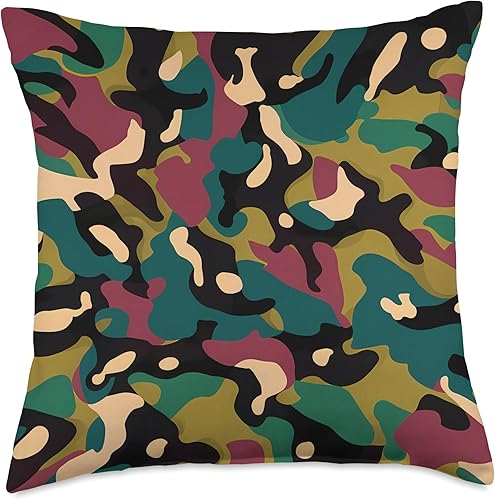 Pure Pattern Paradise Colorido Patrón Abstracto Camuflaje #032 Cojín de tiro 18x18, Multicolor